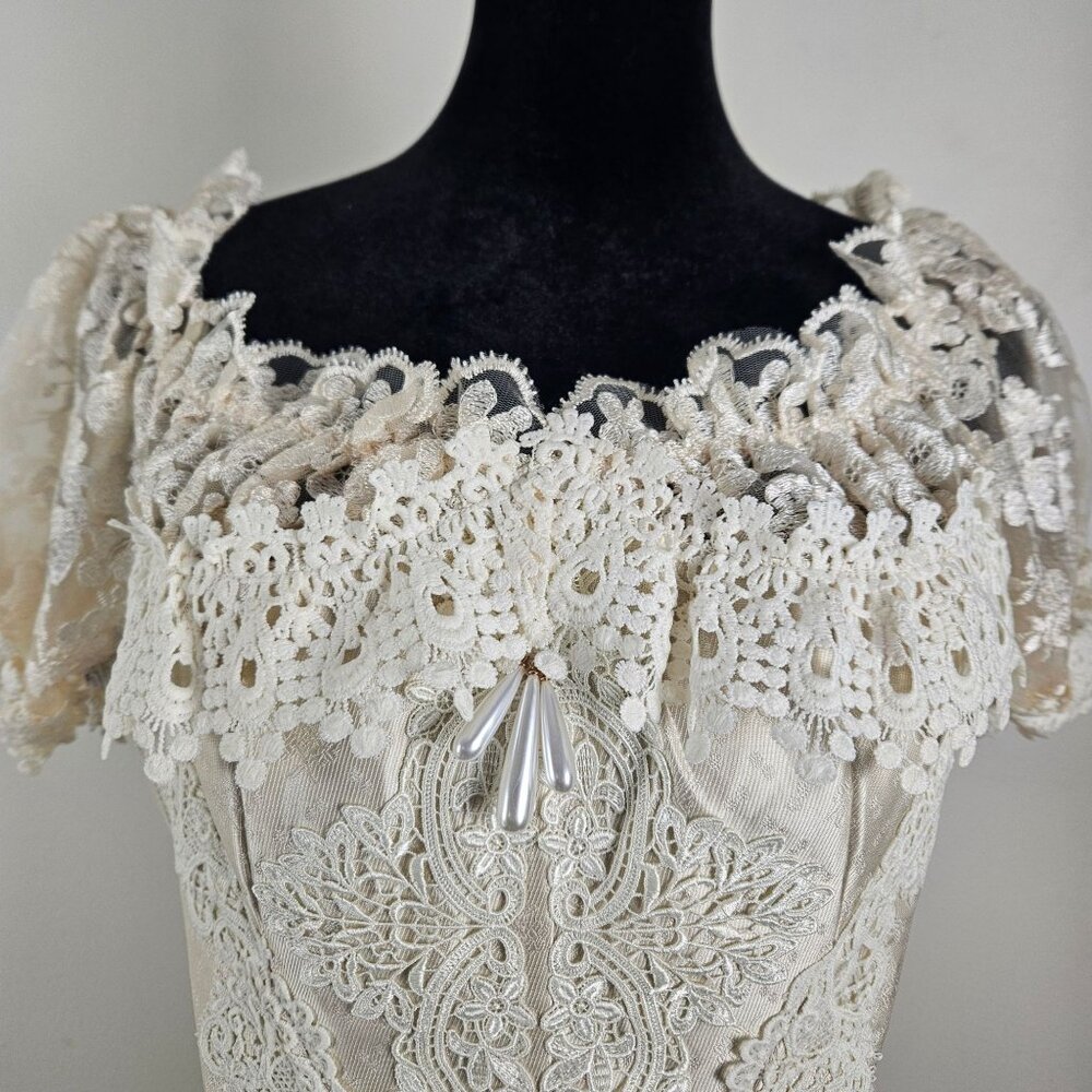 Lacemade Womens Elegant Large Corset Dress Stunning Lace Pearl Embellishments - Picture 7 of 16